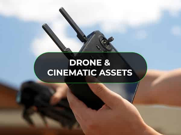 Drone and cinematic assets: Hand holding a drone controller with antennas up